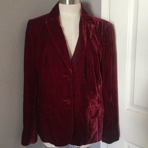 Style & Co Velvet Jacket Blazer Rayon & Silk Red